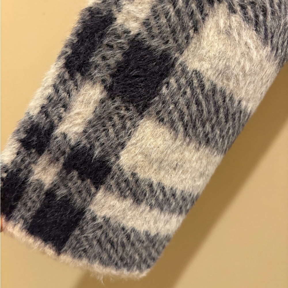 NWT NVLT CHECKERED PRINTED SOFT COATIGAN NAVY/WHITE WOMEN’S LARGE - Picture 8 of 16